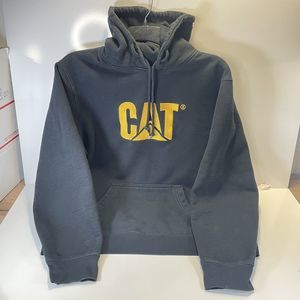 Mens Caterpillar Trademark Work Pull Over Sweat Shirt Hoodie Size XL